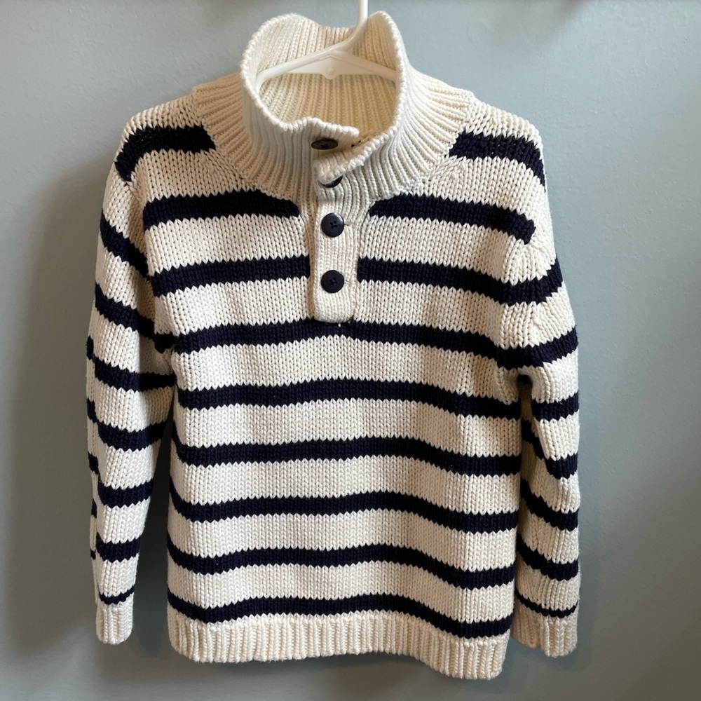 Baby Gap Factory 100% Cotton Knit Sweater Size 4T Navy and Cream Breton Stripes